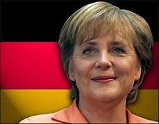 Merkel-vor-Deutschlandflagge